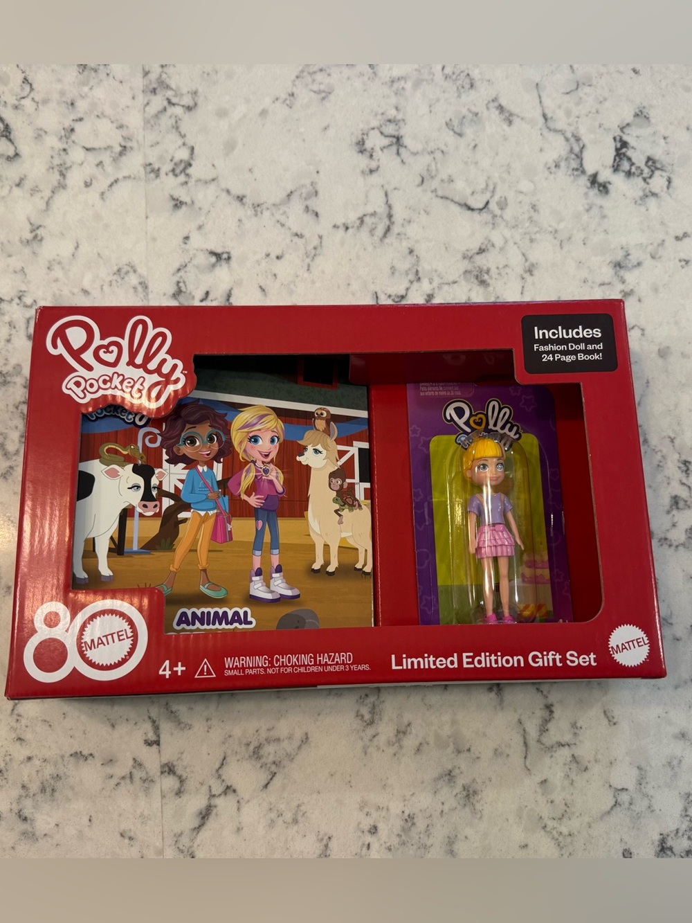 Mattel Polly Pocket Animal Adopt-a-thon Book and Doll Limites edition gift set